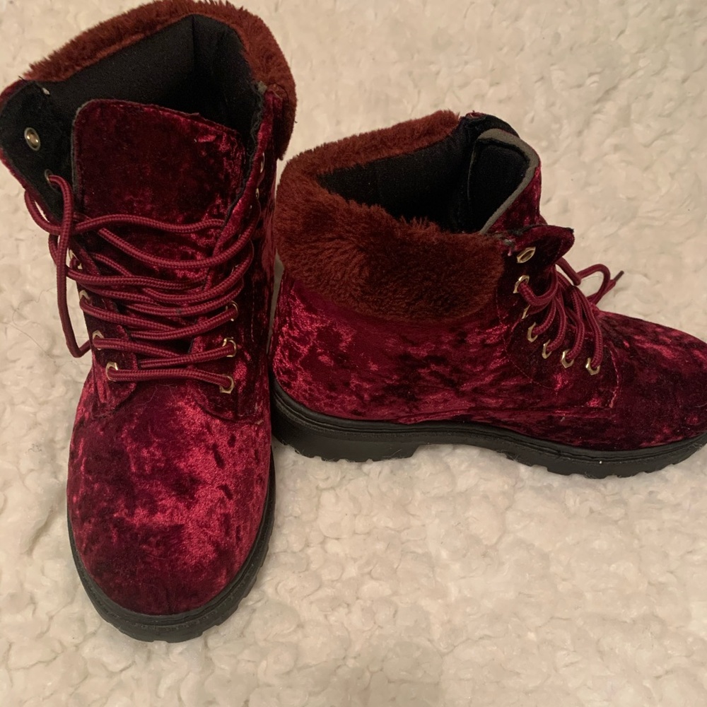 Red velvet boots